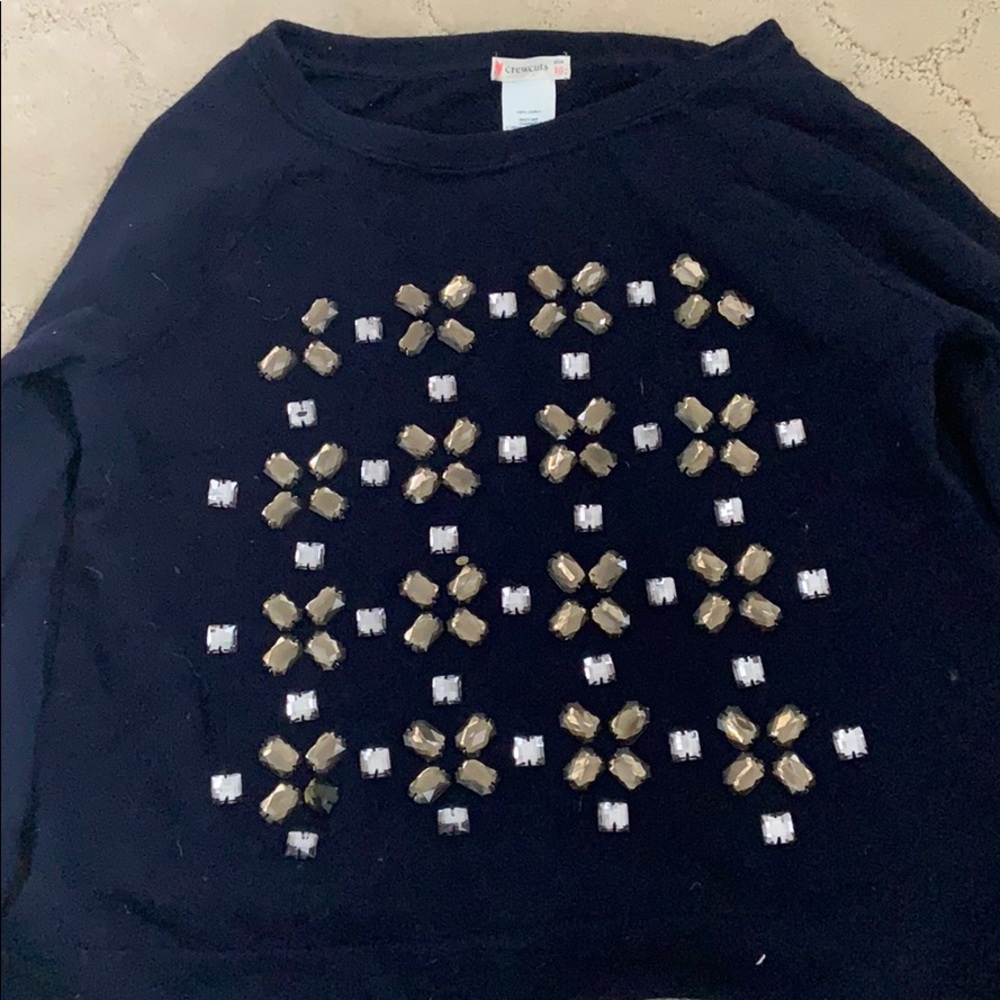 Crewcuts navy pullover with jewels